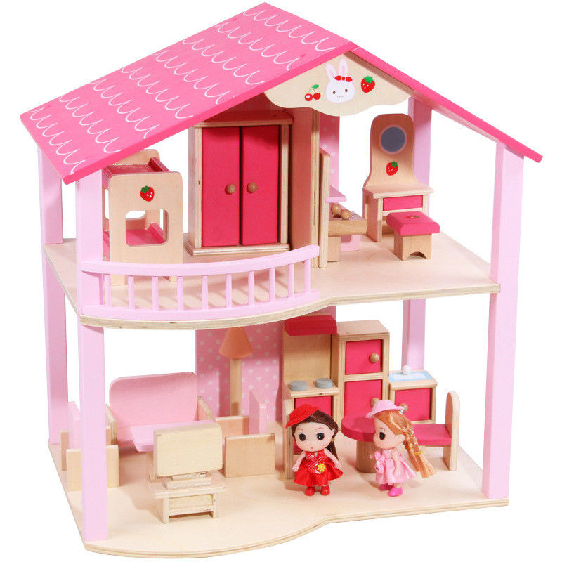 Natuurlijk Met de hand gemaakt Houten Doll Huisspeelgoed DIY Gekleurde ISO9001