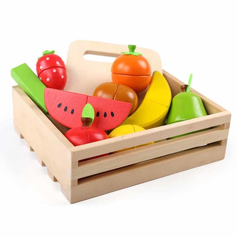 Gekleurd 19cm Houten Fruitknipsel Vastgesteld Toy Kid Education