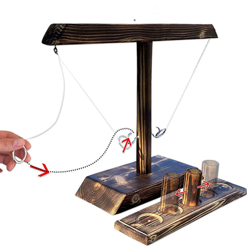 Met de hand gemaakte 8.5cm Houten Doll Huisspeelgoed Gekleurde Ringen die Haken werpen